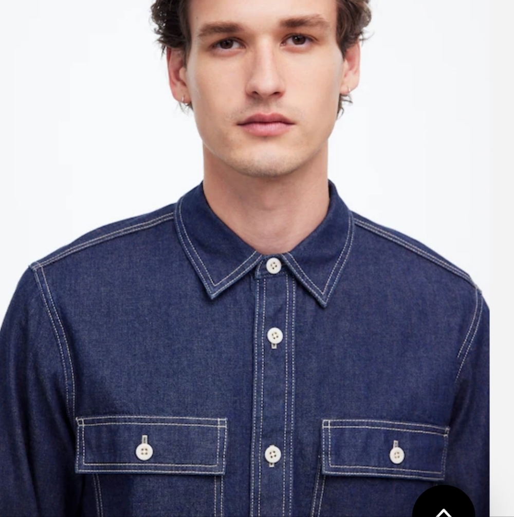 Madewell Straight-Hem Work Shirt in Japanese Denim NT847 Size M NWOT - Picture 4 of 9